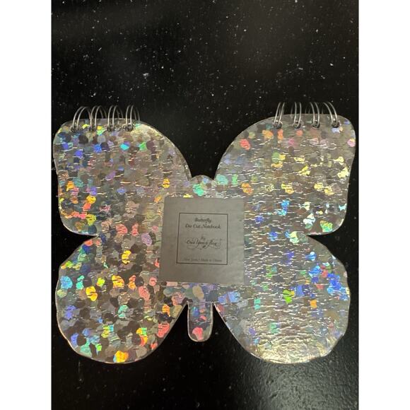Once Upon a Rose Silver Sparkly Die Cut Butterfly Notebook Lined Girls - Picture 3 of 5